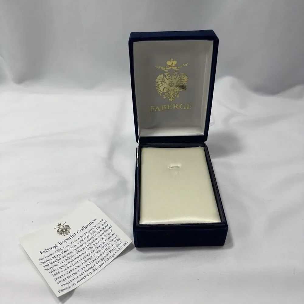 Faberge Blue Velvet  Presentation Box White Satin Lining Gold Brass Hinges